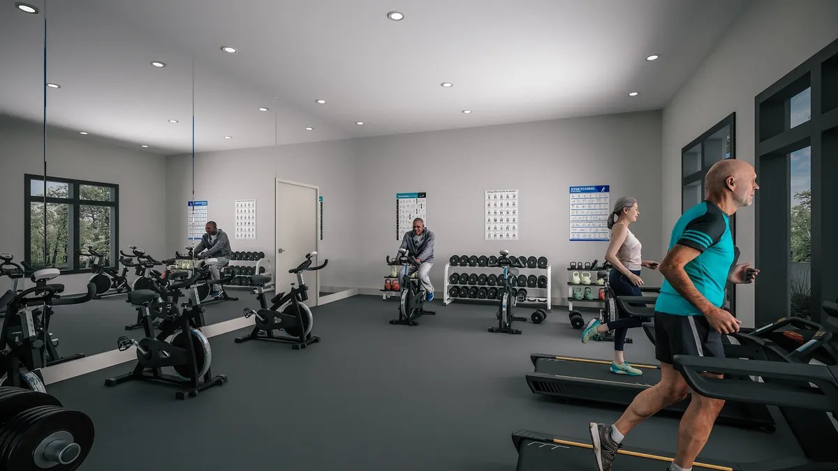 Concept image of the exercise room and lounge at Château 632