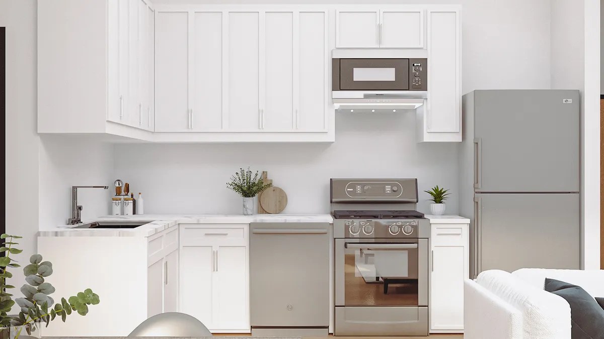 Concept rendering of the kitchen in a bright, modern style